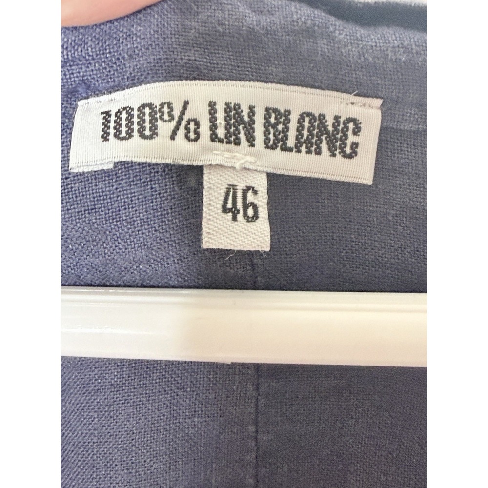 100% LIN BLANC Linen Top Size 46/L/XL Blue Wood Button Up Oversized Italy - Picture 4 of 10